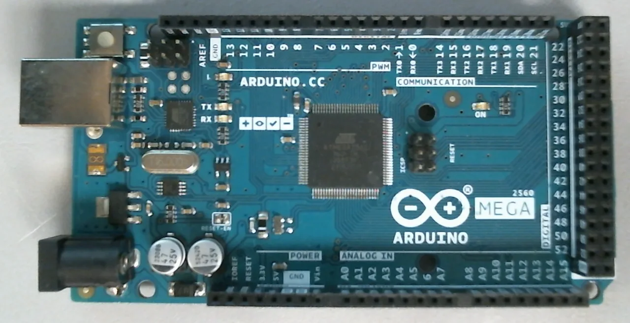 The golden board - an Arduino Mega on the inspection stage, the reference a recipe is taught on.