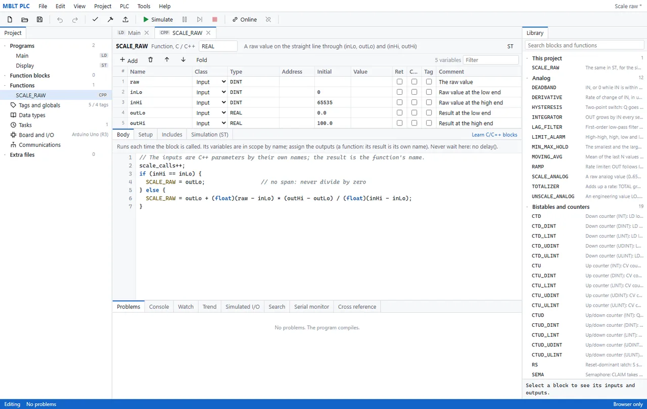 Write the body, with the inputs already in scope