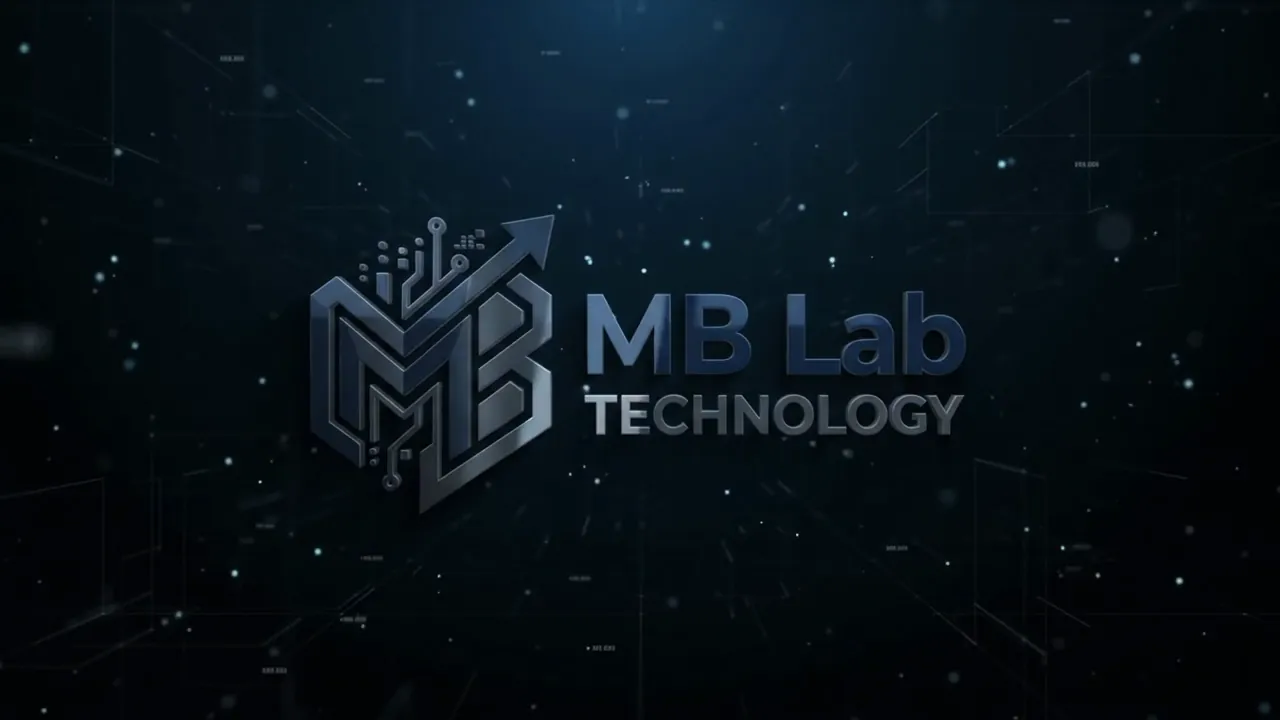 The MB Lab mark assembling itself out of a circuit field